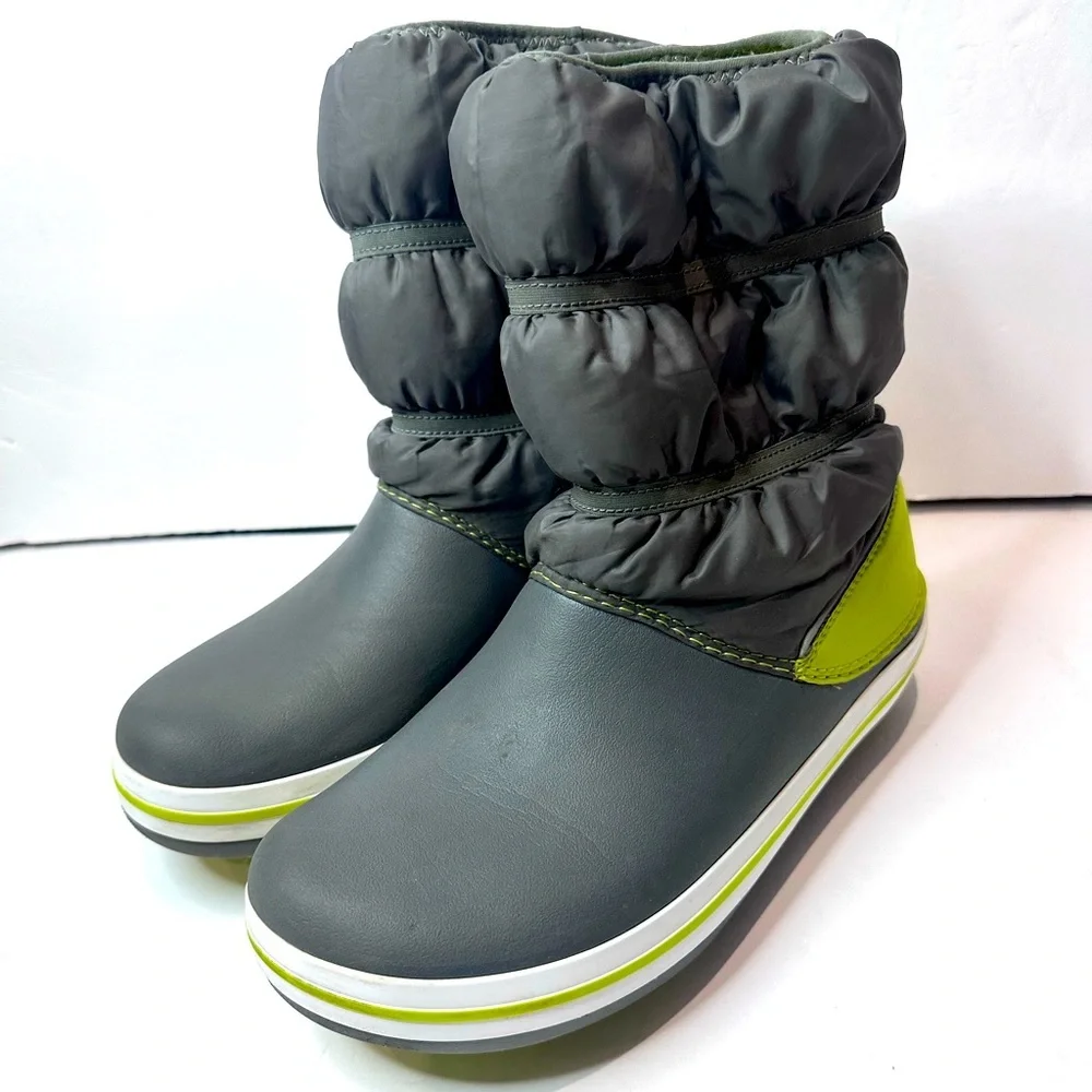 Kids Gray and Green CROC Boots